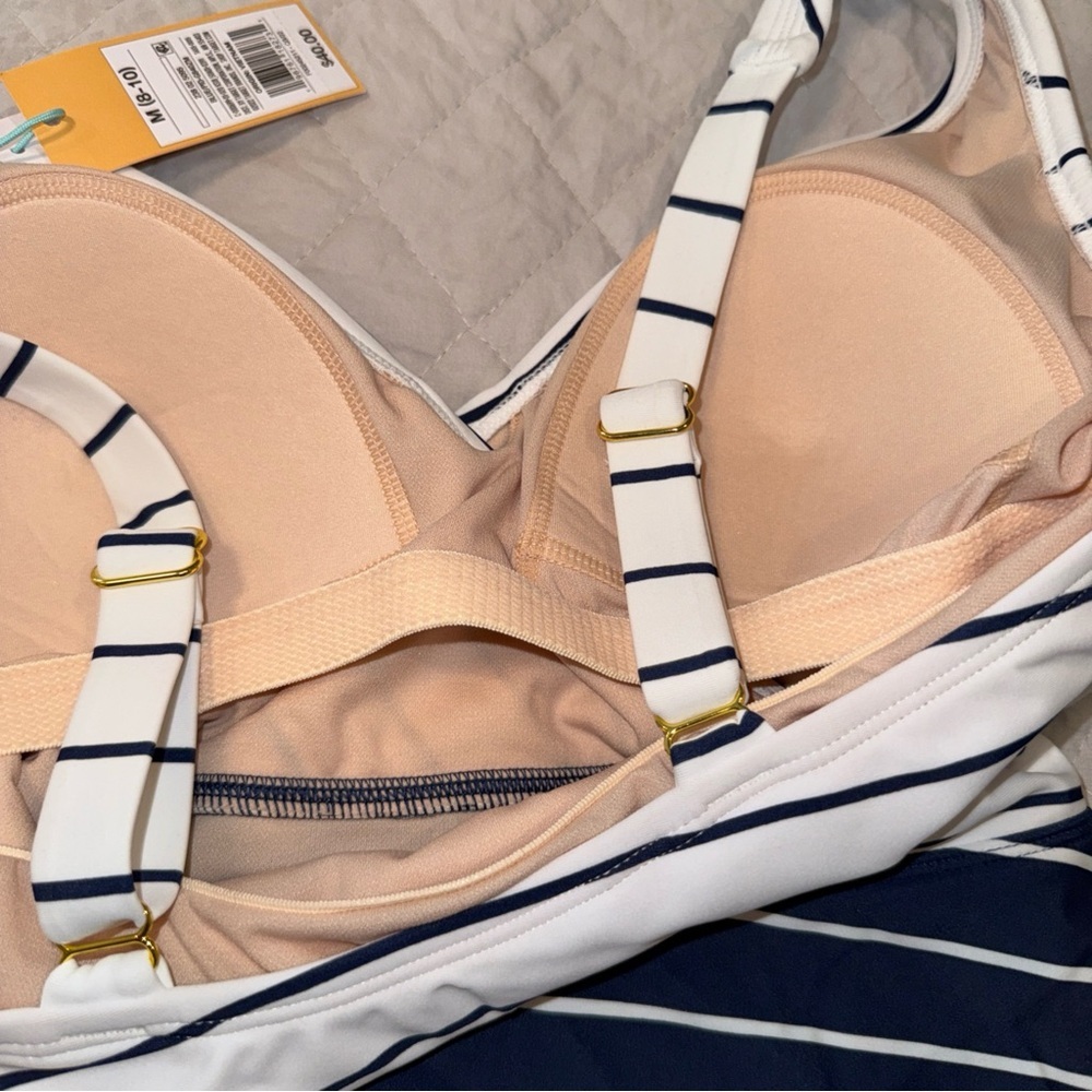 Kona Sol Nautical White and Navy Striped One-Piece Swimsuit - Picture 8 of 8